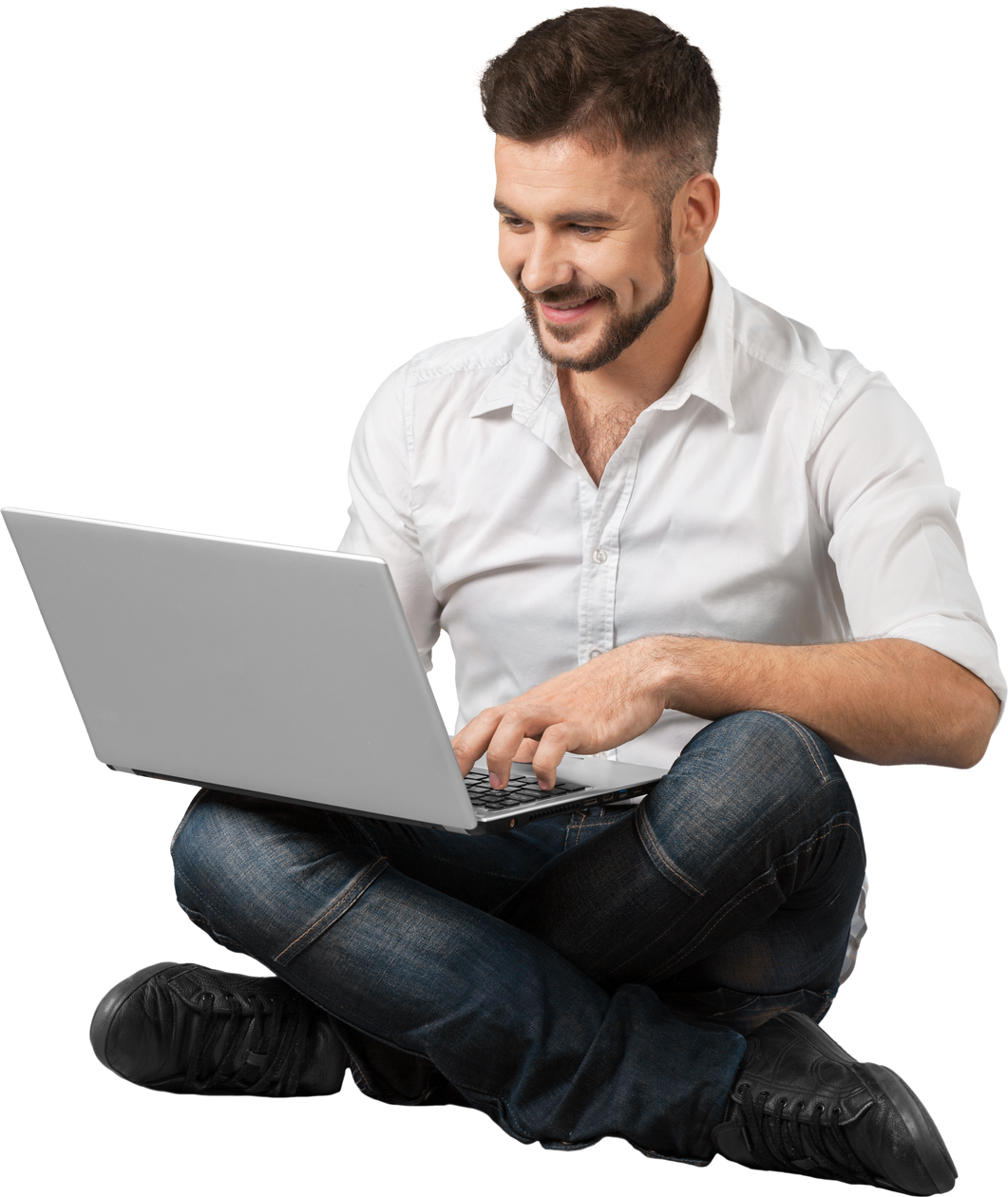 Man Using Laptop Computer